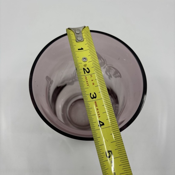 Y2K Amethyst Candleholder Purple Glass Etched Butterfly Pillar Lamp Vase - Picture 8 of 9